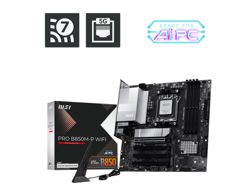 Placa de baza MSI PRO B850M-P WIFI, Socket AM5, DDR5,