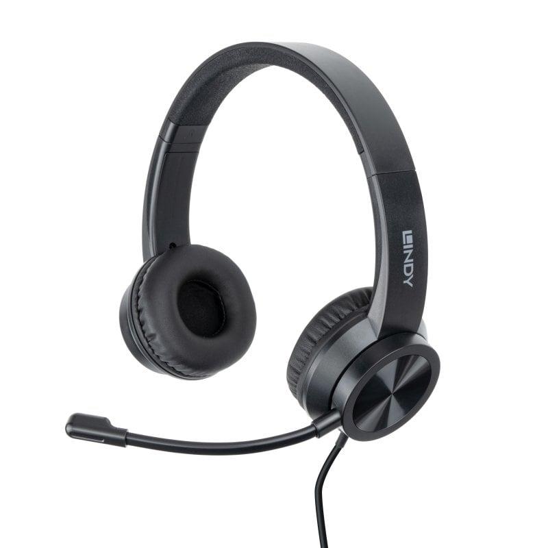 Casti Head-band Lindy Office, Cu fir, Negru