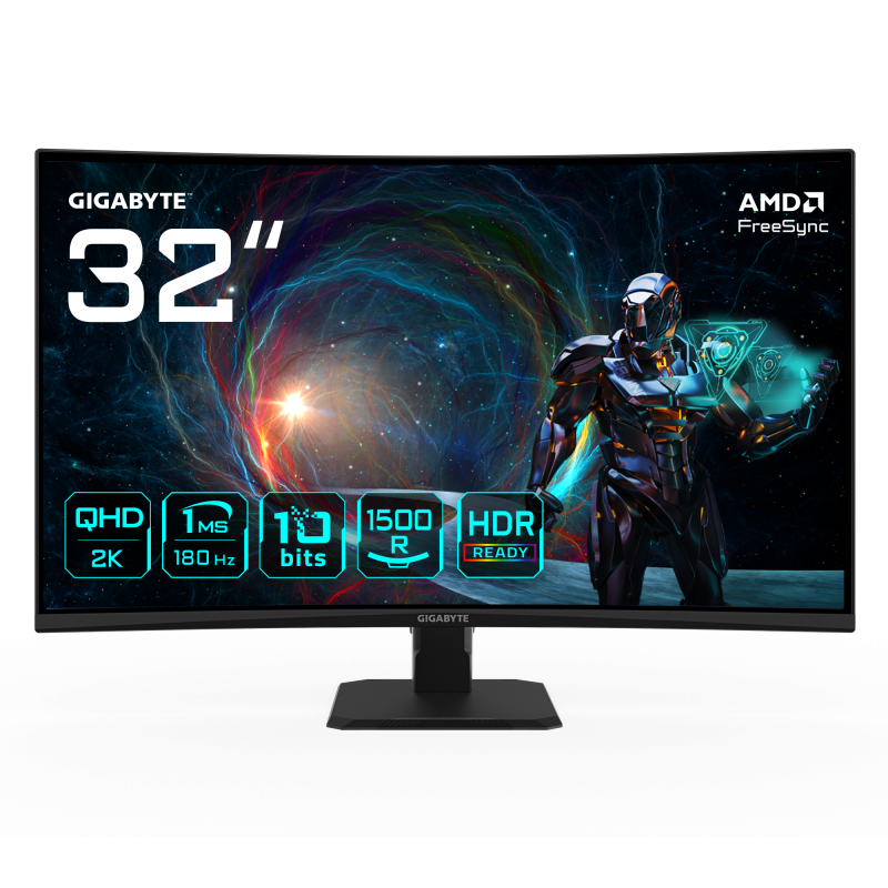 Monitor Consumer GIGABYTE GS32QCA, 31.5", 2560 x 1440 pixeli, Black,