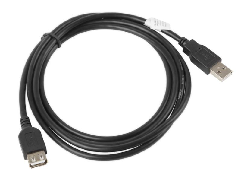 Cablu USB-A M/F 2.0 1,8 m negru