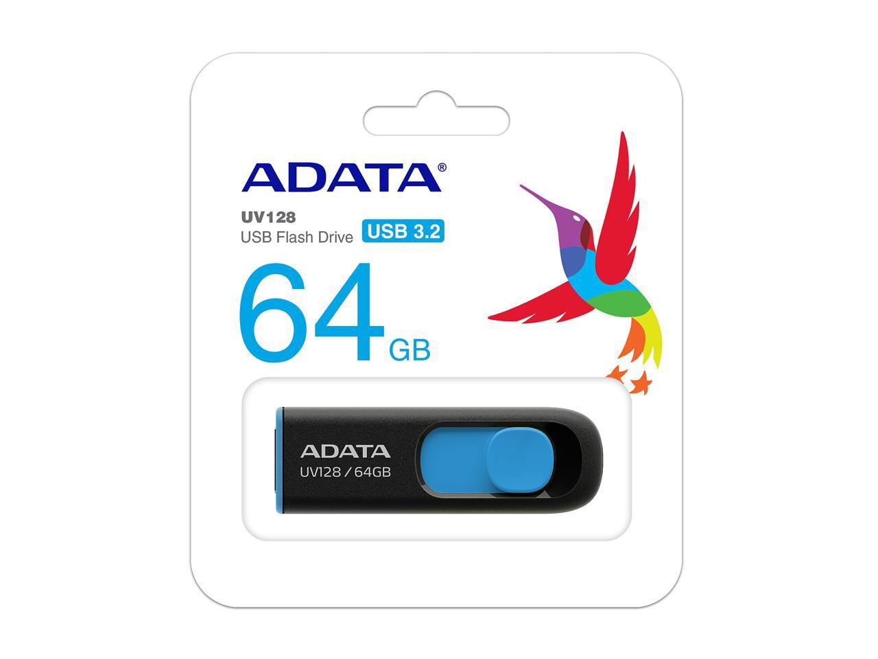 Memorie USB ADATA DashDrive UV128 64 GB, USB 3.2, Negru