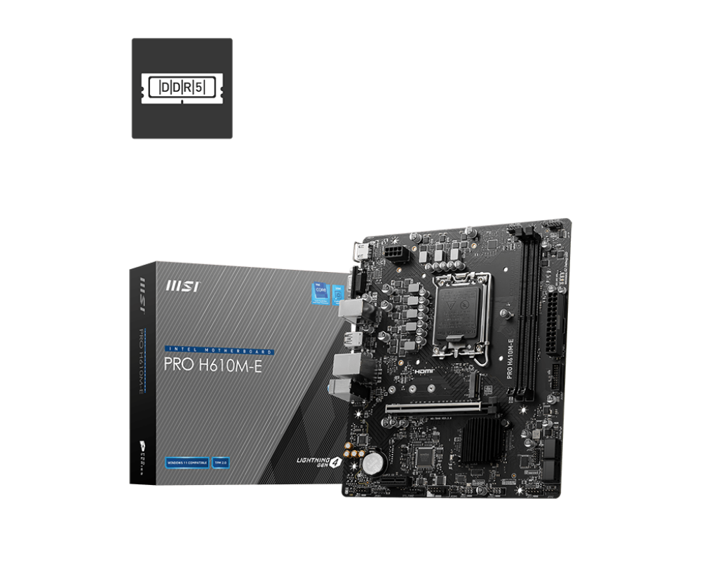 Placa de baza MSI PRO H610M-E, LGA 1700, DDR5, Micro-ATX
