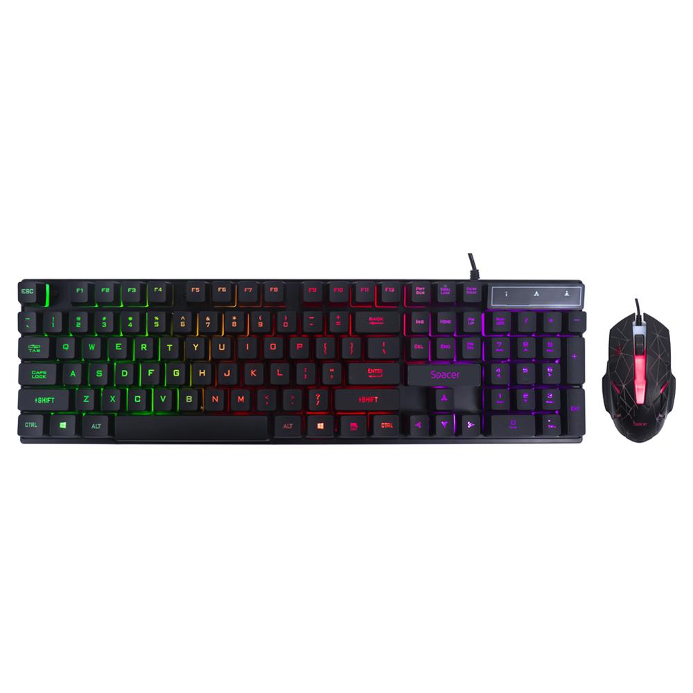 KIT Gaming Tastatura si Mouse Spacer SP-GK-01 cu fir, USB,