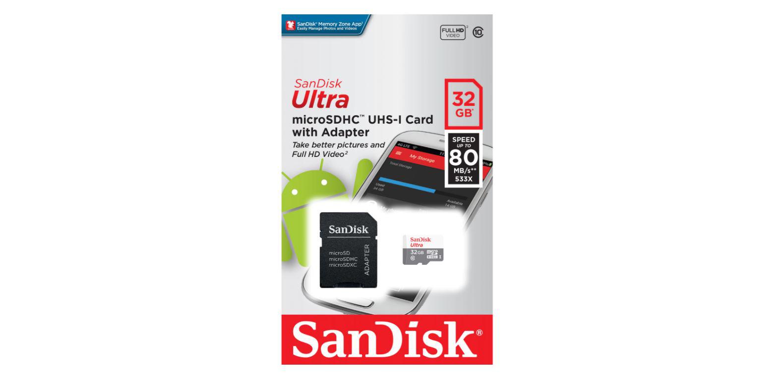 Card de Memorie MicroSDHC SanDisk, 32GB, Adaptor SD, Class 10
